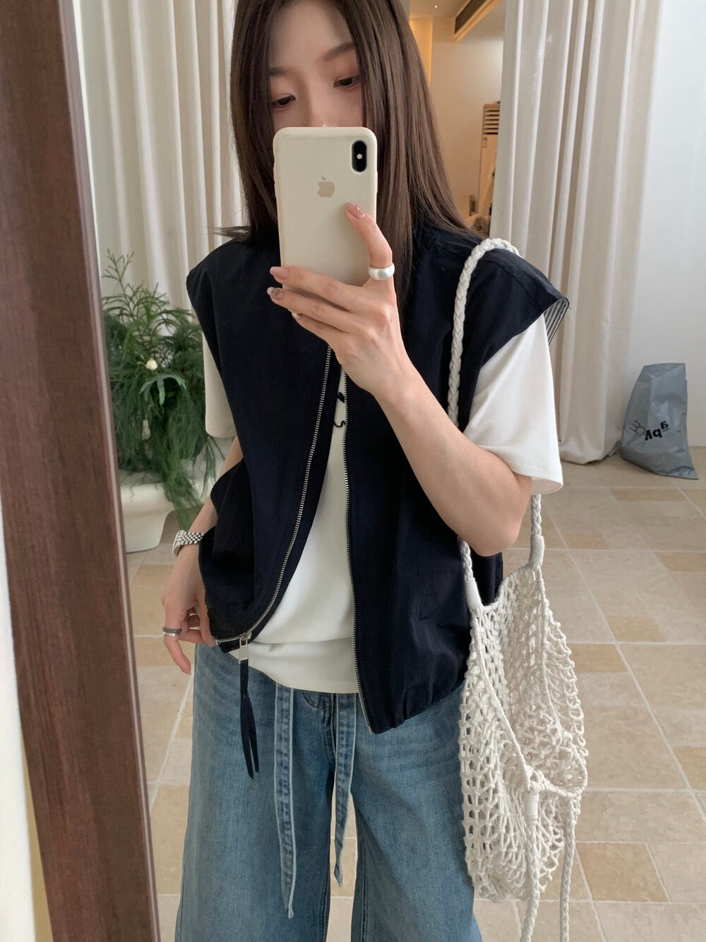 ⚾️ 內間條設計背心拉鍊外套