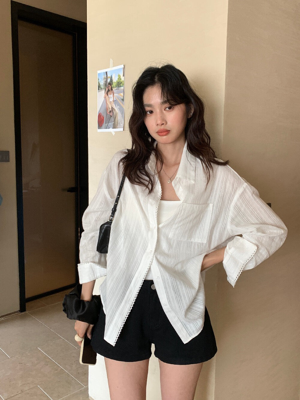 // 肌理感紋理鈎針花邊恤衫