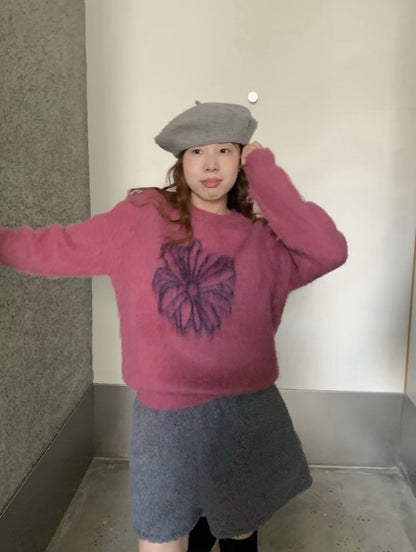 // 溫柔毛茸感雛菊拉絨毛衣