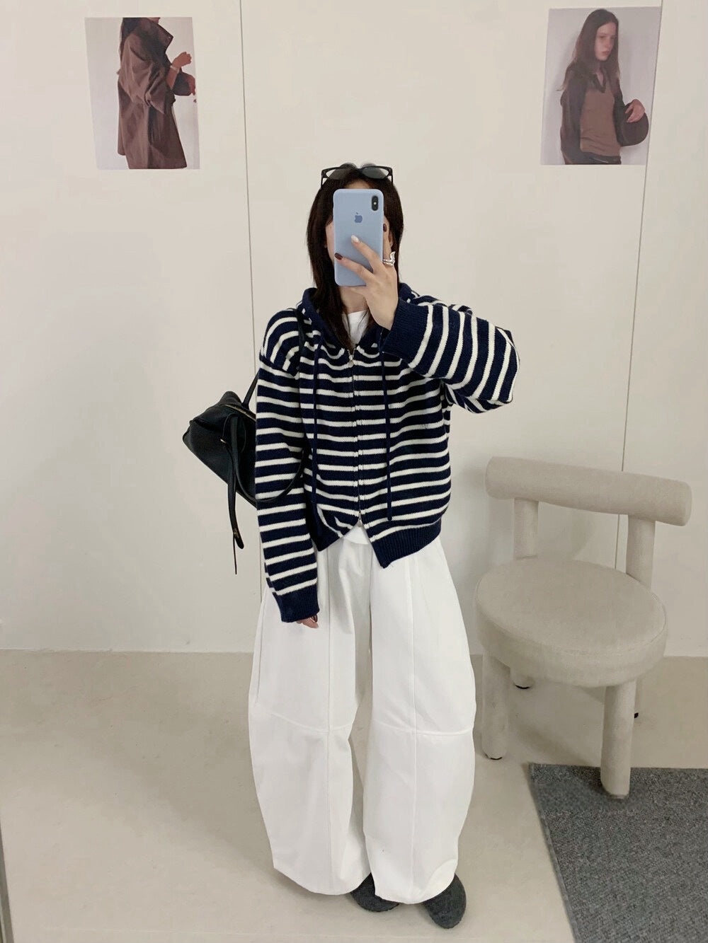 // 鬆弛感上下拉鍊連帽間條CD