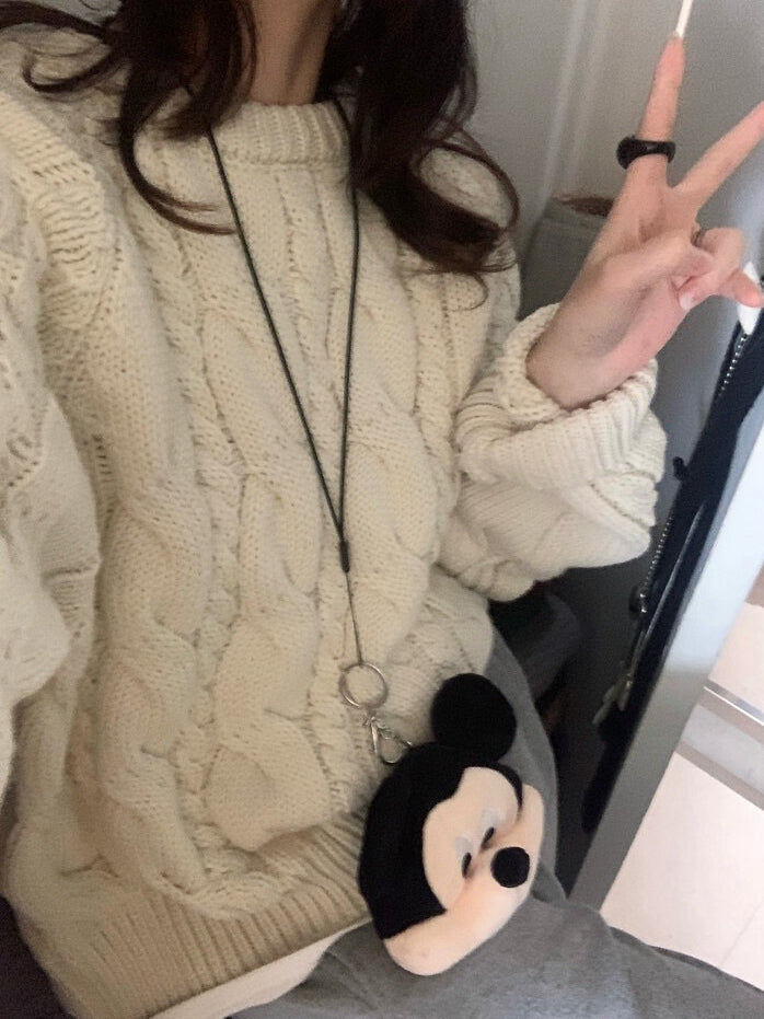 // 復古感扭紋麻花毛衣