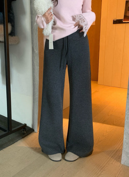 // 懶人神褲～超舒服羊絨微喇叭褲