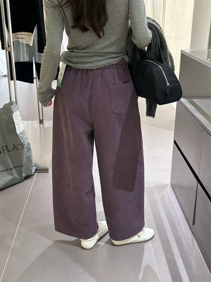 // 復古連腰帶燈芯絨褲