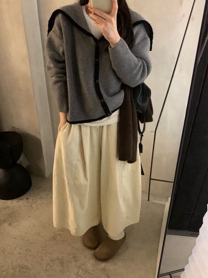 // 40%兔毛+20%綿羊毛撞色邊大翻領CD