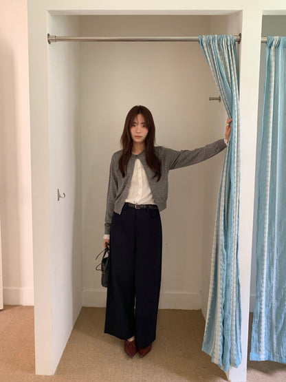 // 褲型超好簡約花邊直腳九分褲