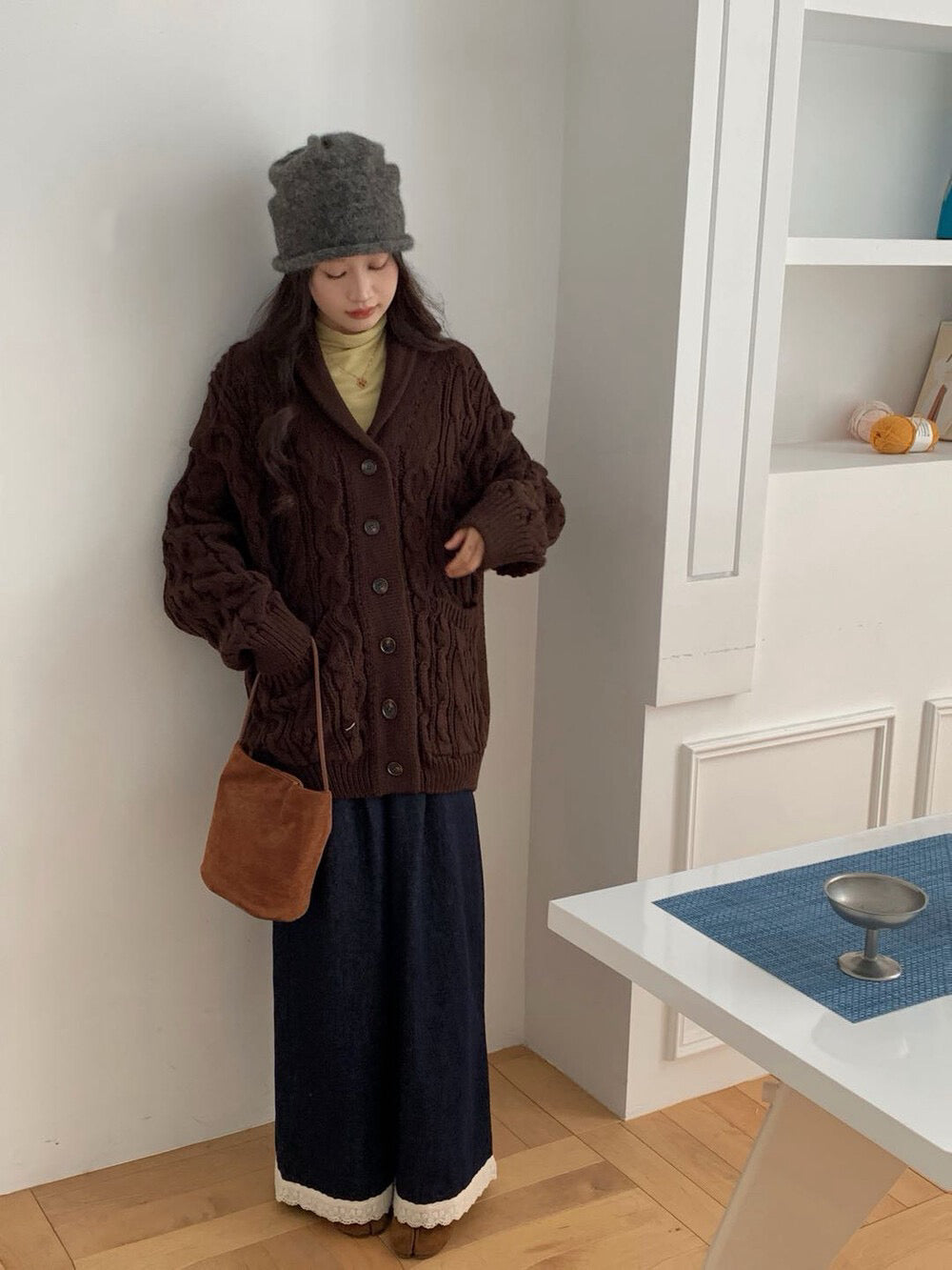 // 慵懶感麻花翻領中長CD