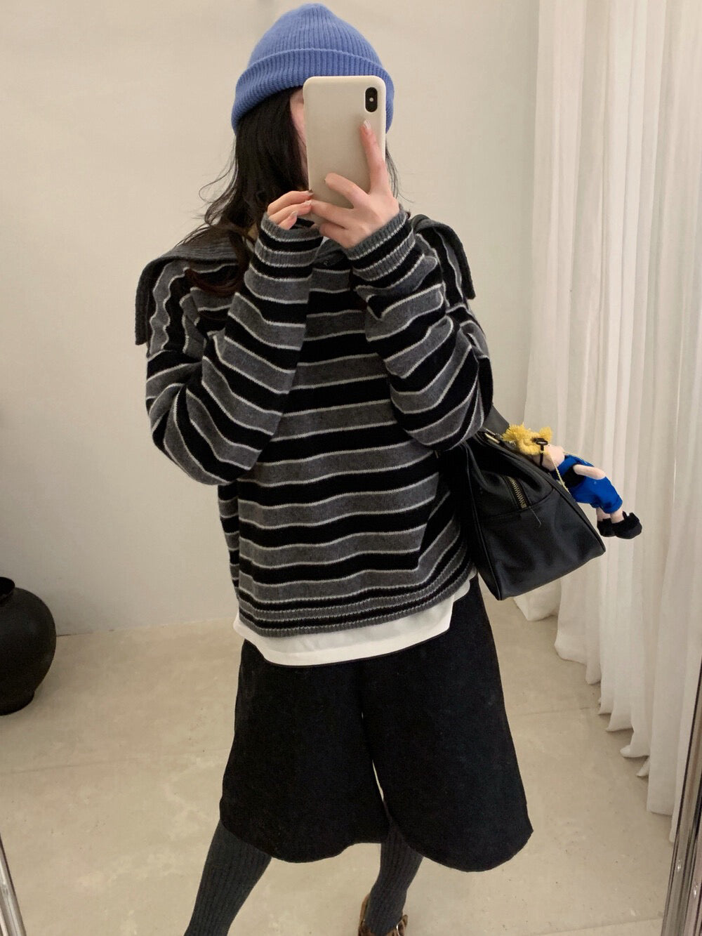 // 100%羊毛可拆領子柔軟間條NT