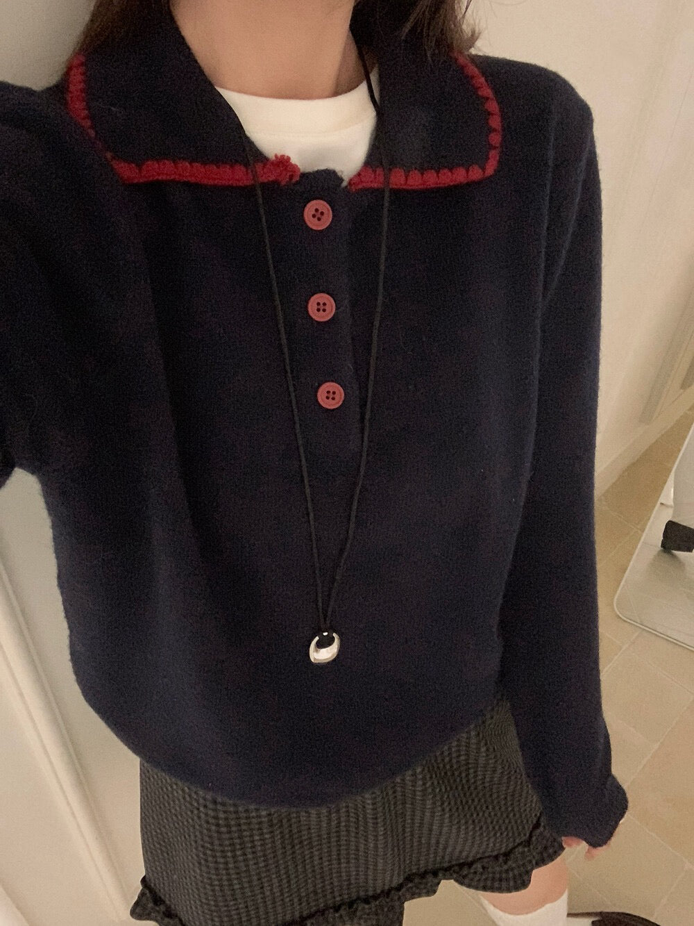 // 30%raccoon親膚miumiu風撞色包邊polo領NT