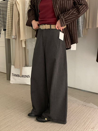 // 大熱鬆弛感加絨彎刀褲(連腰帶)