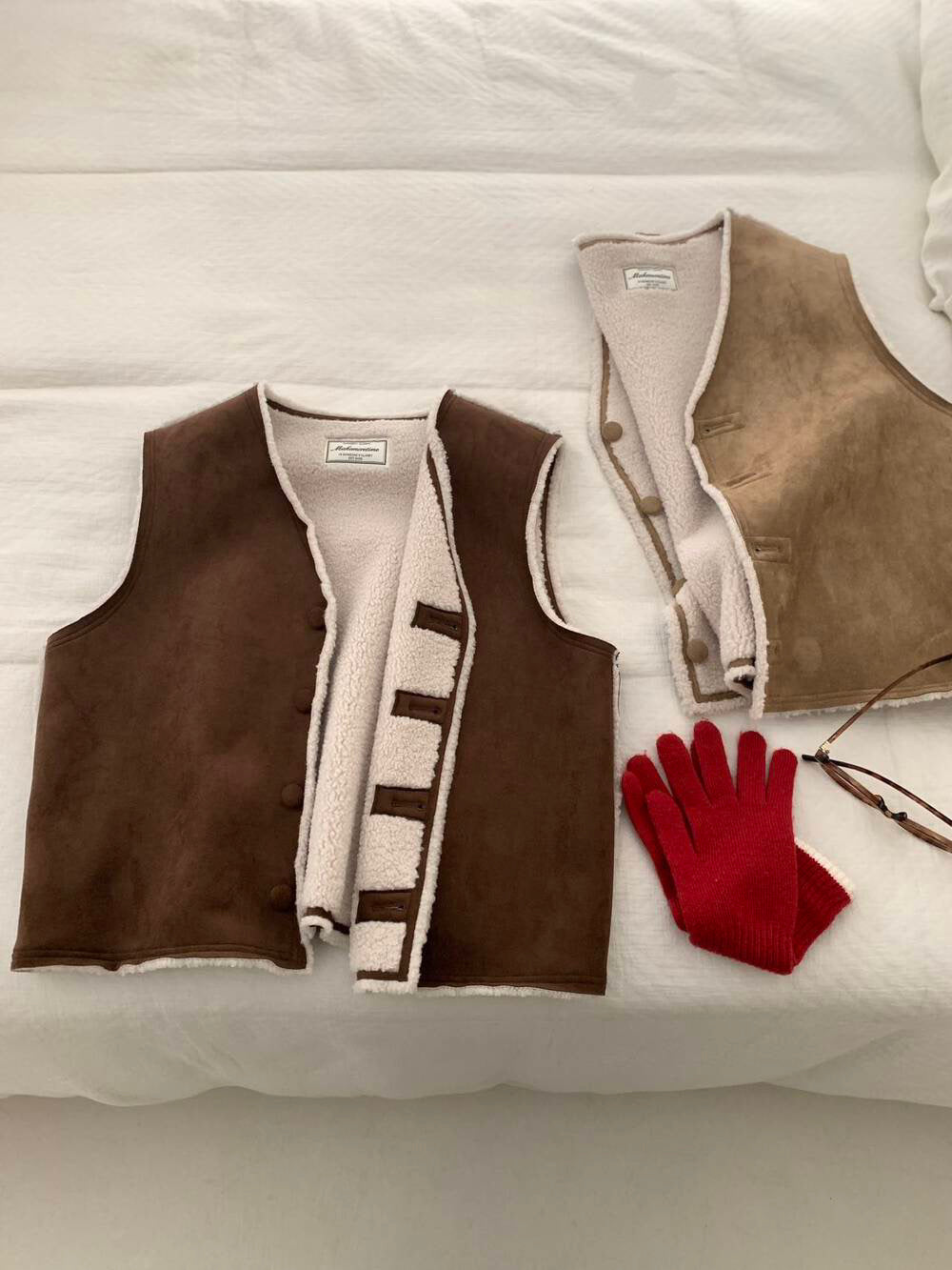 // 可前後雙面穿皮毛一體背心馬甲