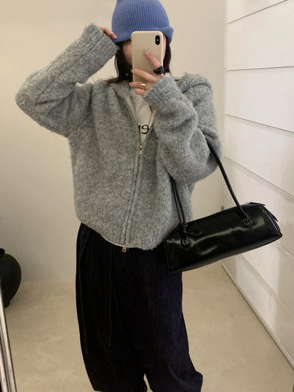 // 超軟糯圈圈羊毛連帽拉鍊CD