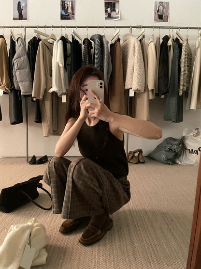 // 顯瘦掛頸入膊針織背心