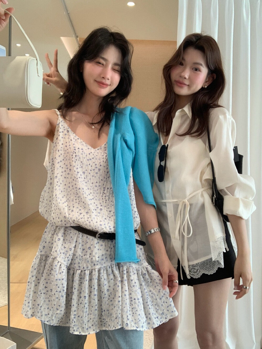 // 疊穿超美荷葉腳碎花吊帶OPS