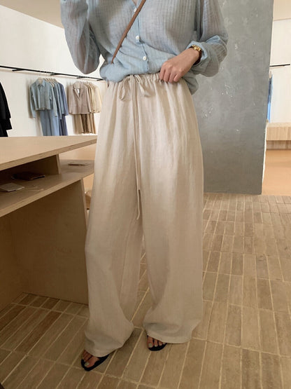 // 超舒服天絲麻綁帶腰褲