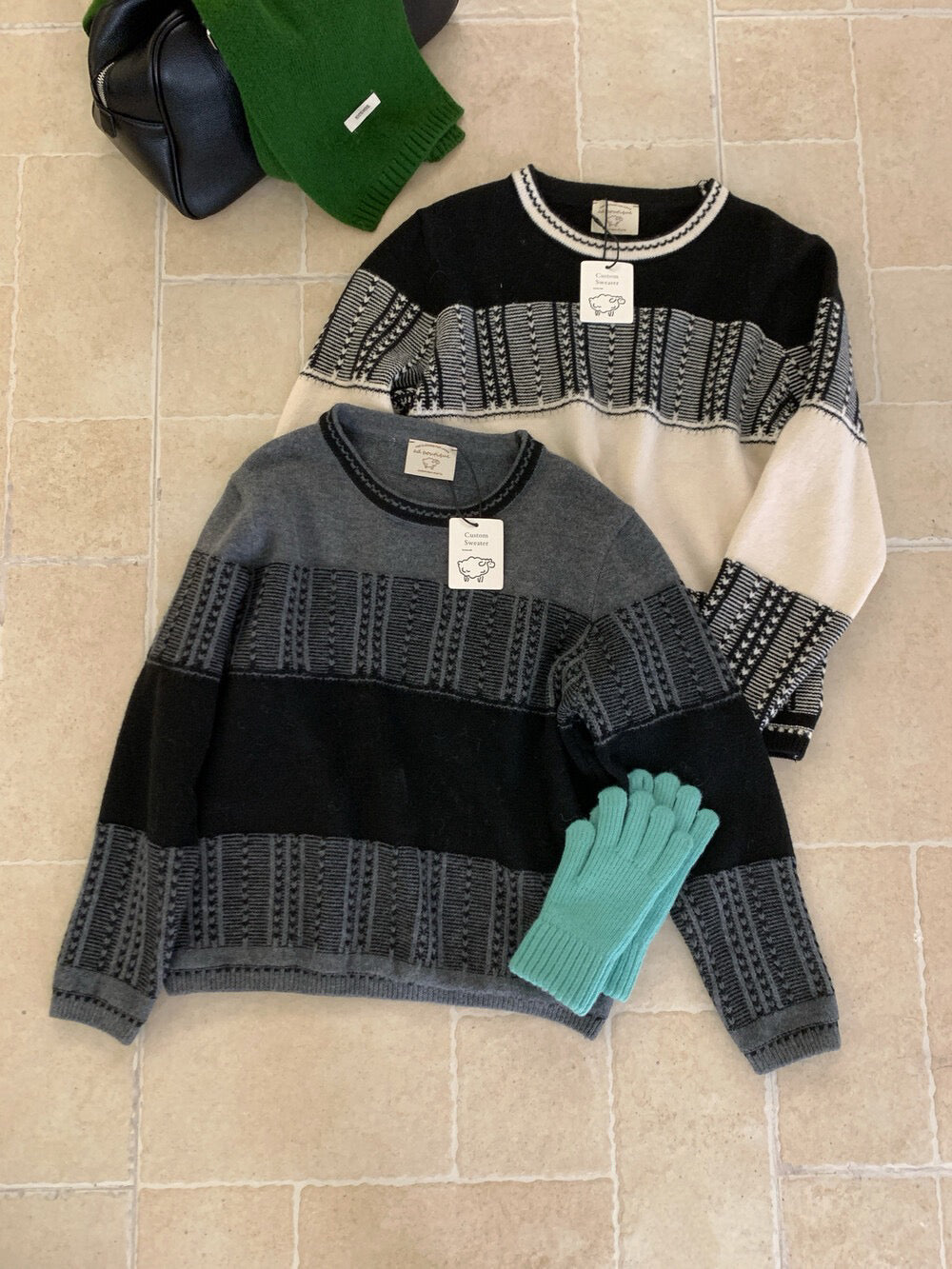 // 超美鈎針提花圓領毛衣