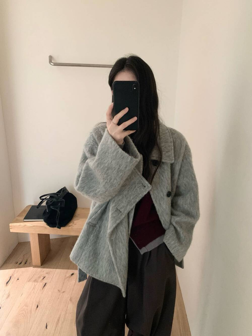 // 55%羊毛復古雙排扣毛感外套