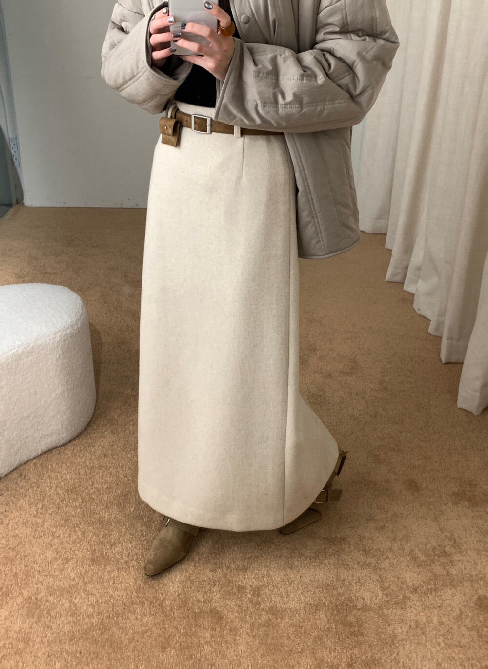 // 50%wool解鎖一切秋冬配搭的長款直筒裙