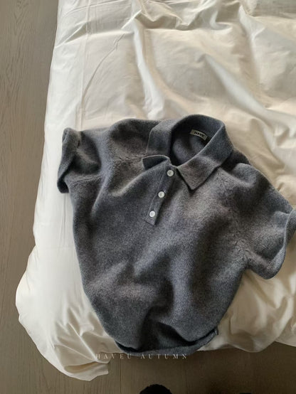 // 秋季薄羊毛翻領polo NT