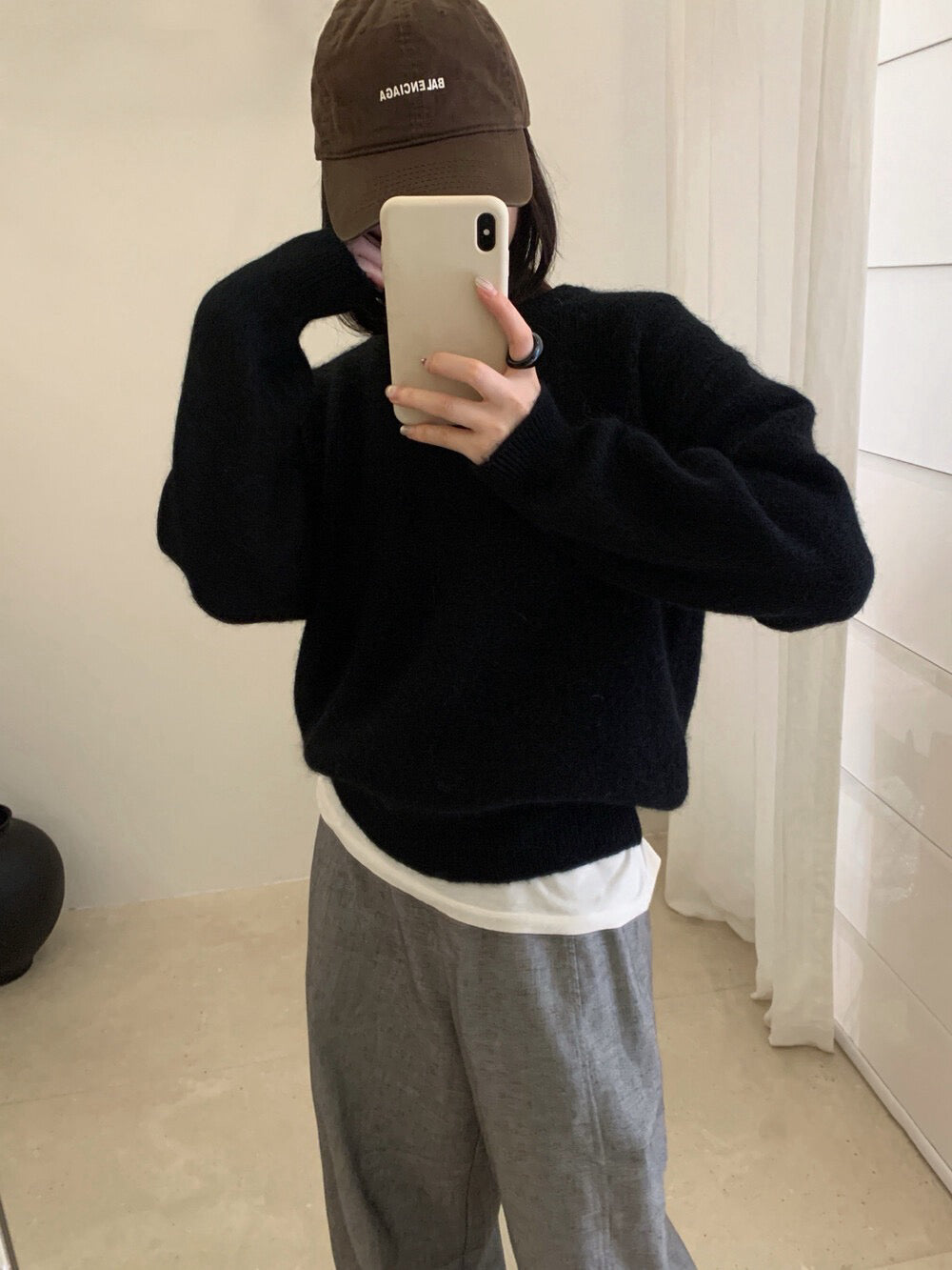 // 軟糯超美色系混兔毛圓領毛衣