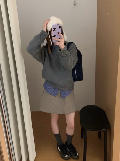 // 菱格織紋高級感圓領NT