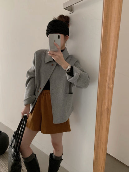 // 軟而不塌100%雙面羊毛特別鈕扣handmade外套