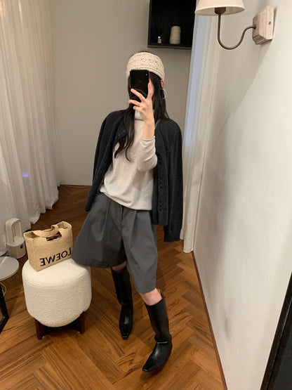 // 設計感特別鈕扣設計100%wool靚色CD