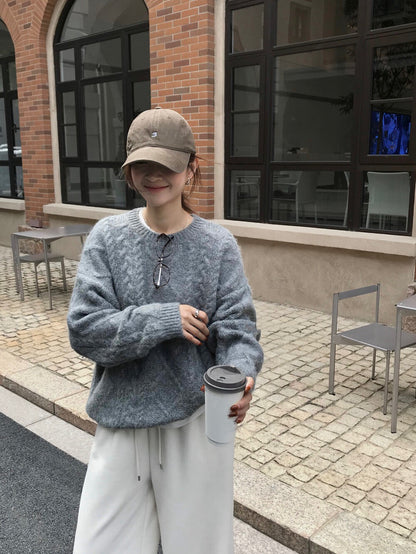 // 10%wool溫柔麻花套頭毛衣