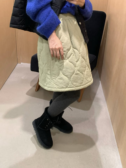 // 大熱菱格夾棉A字短裙