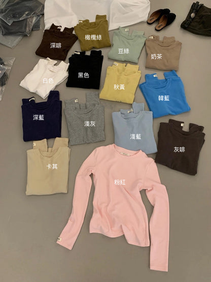 B243 / 袖口logo軟糯磨毛圓領長袖TEE