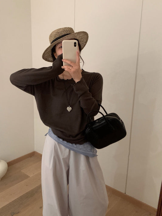 // 5%fine wool超親膚大彈性木耳邊TEE