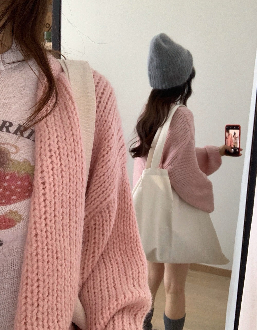 // 12%wool慵懶束袖口疏針CD