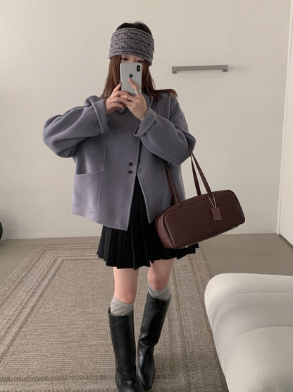 // 軟而不塌100%雙面羊毛特別鈕扣handmade外套