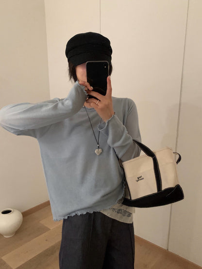 // 5%fine wool超親膚大彈性木耳邊TEE