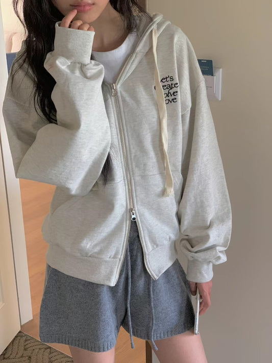 // 刺繡solve hoodie zip-up