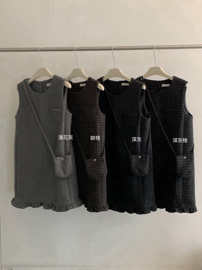 // 50%羊毛花邊腳背心毛呢OPS(連袋仔)