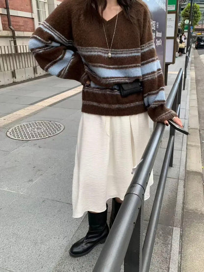 // 軟糯慵懶撞色粗間毛衣