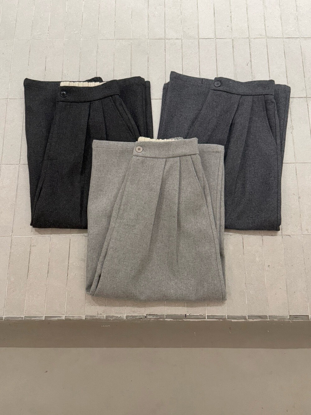 // 10%wool帥氣八分壓褶毛呢褲