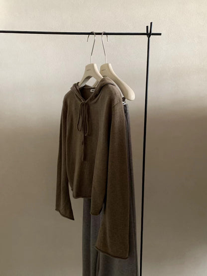 // 100%羊毛連帽卷邊毛衣