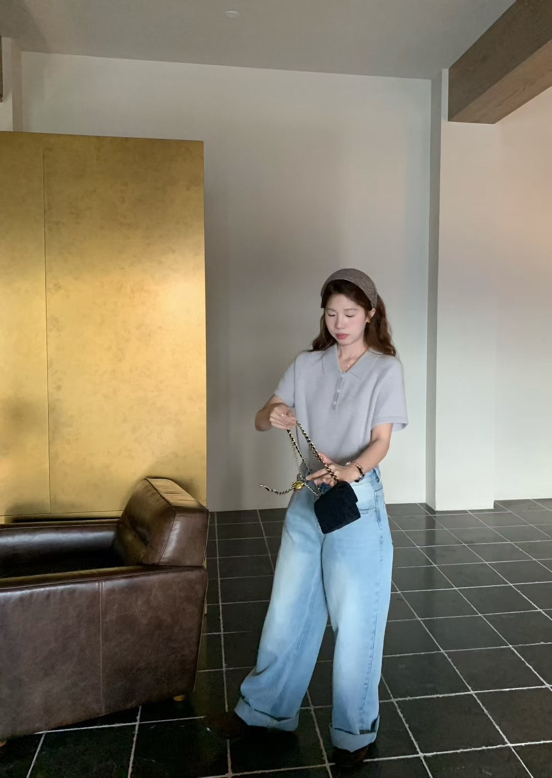 // 秋季薄羊毛翻領polo NT