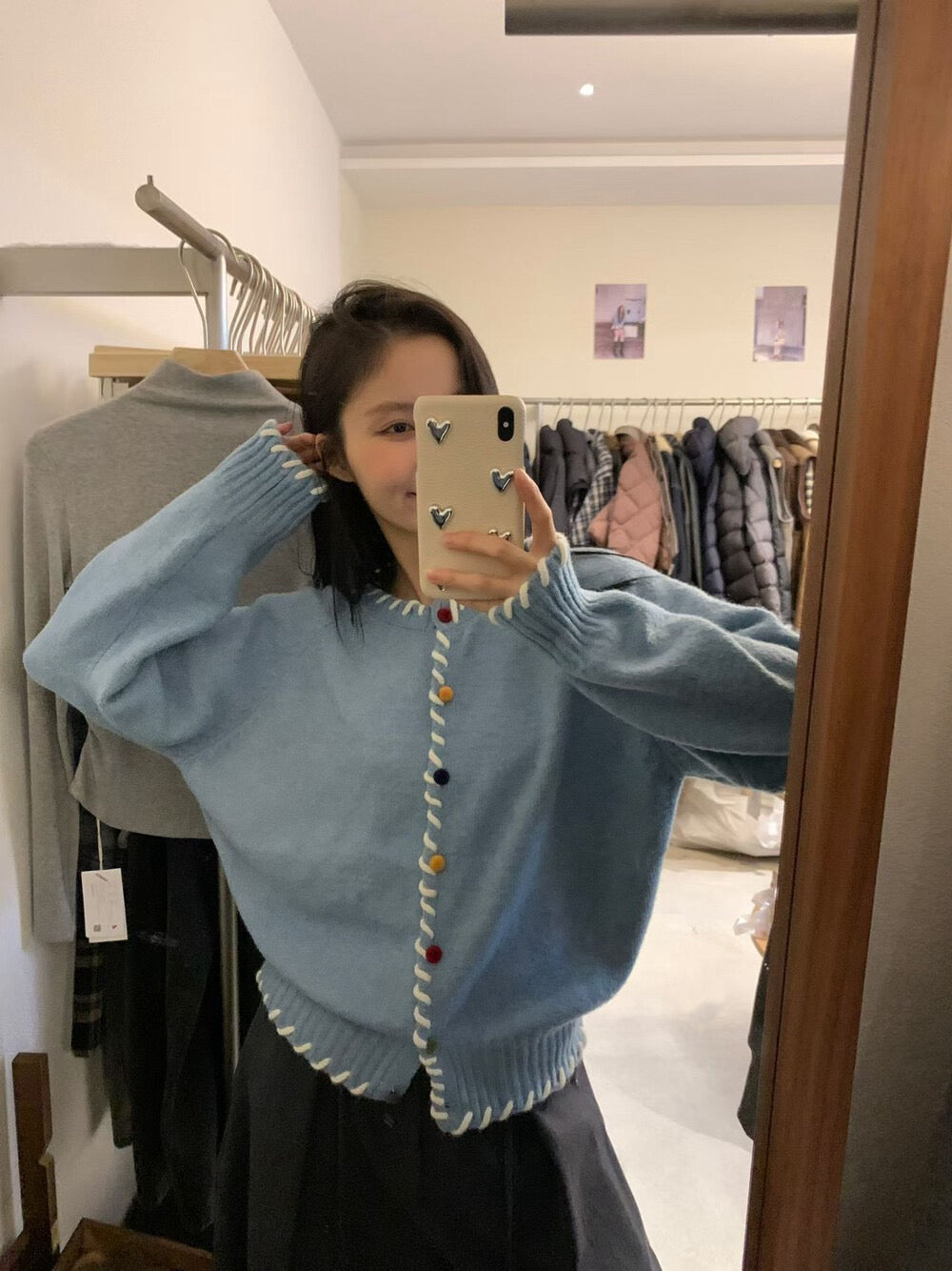 // 6%羊毛手縫線包邊彩扣CD