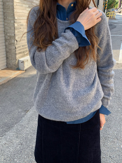 // 超美色系慵懶落肩針織上衣