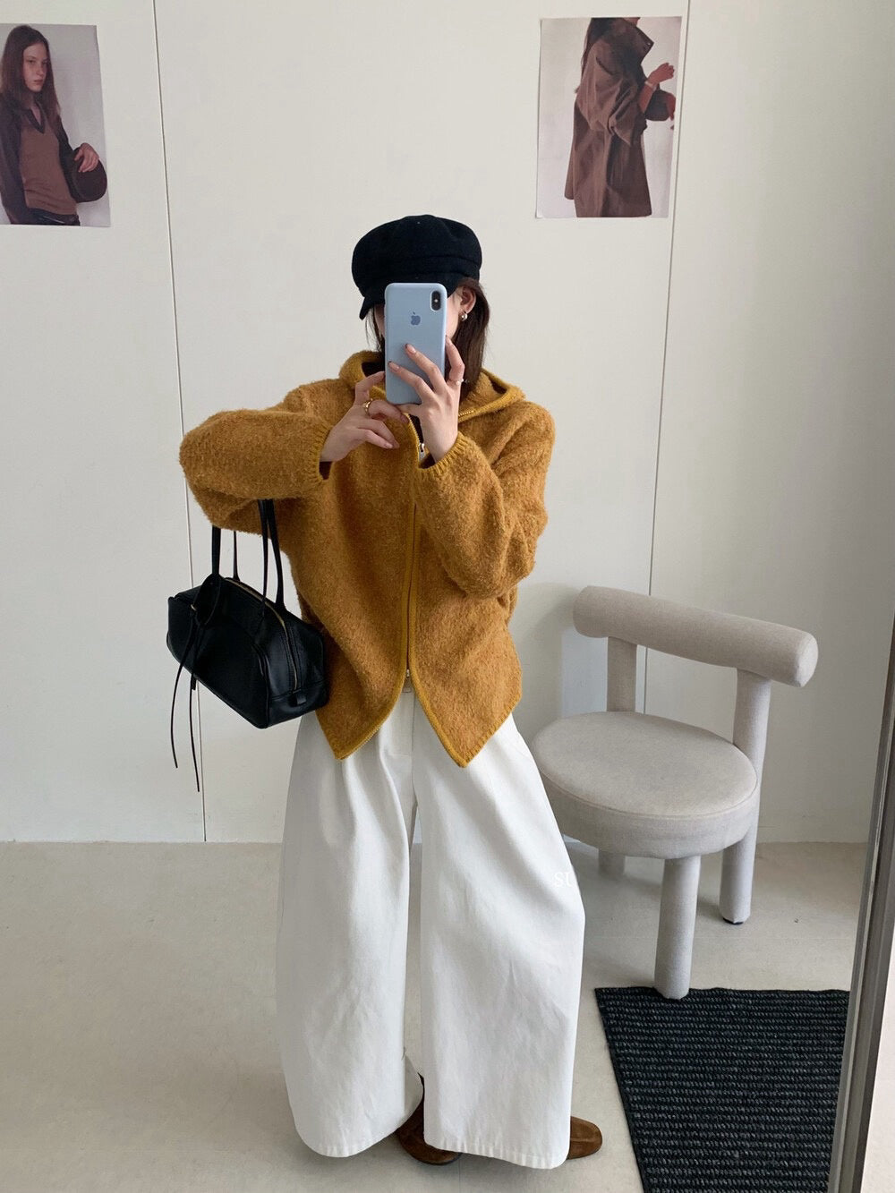 // 慵懶連帽肌理感拉鍊CD