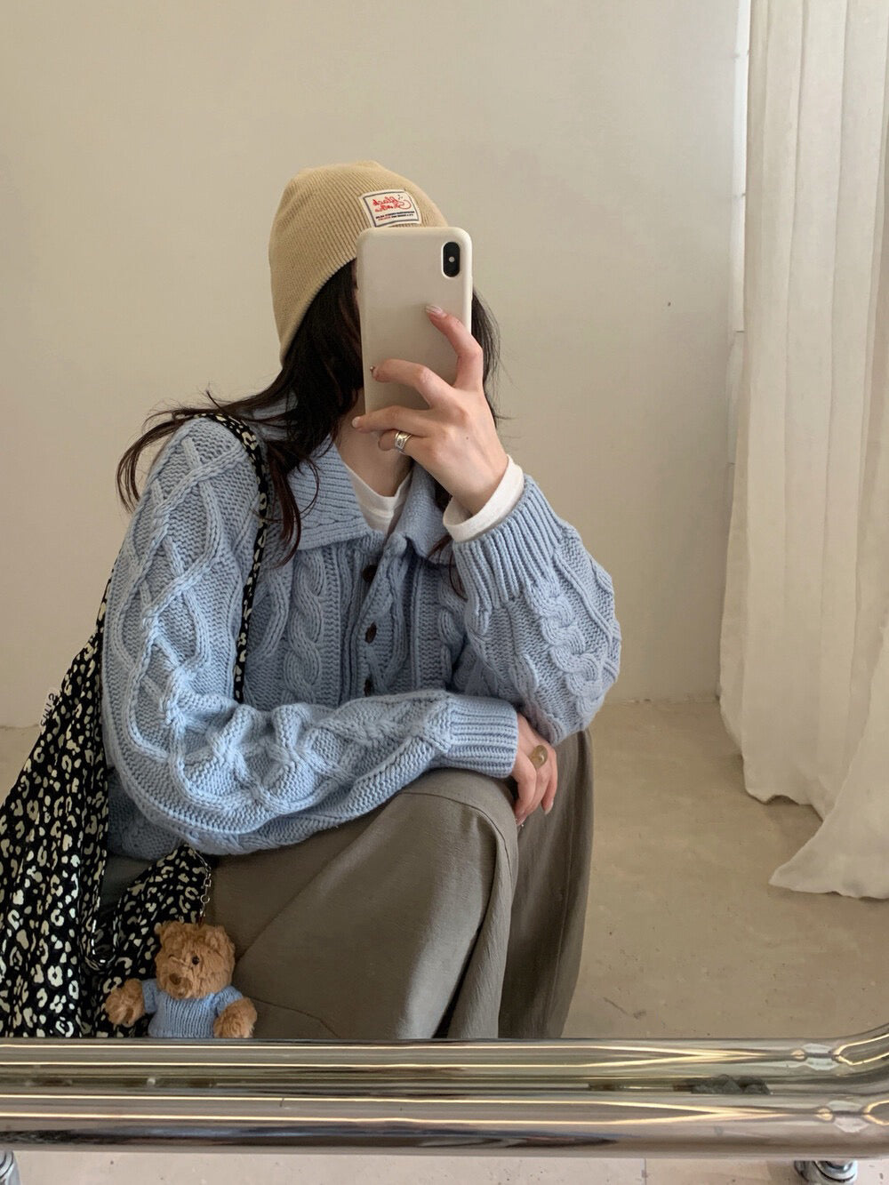 // 復古感重工麻花鈕扣翻領NT