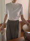 // 超舒服angora wool小半領短袖TEE