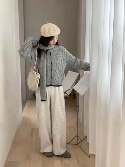 // 17%綿羊毛撞色邊麻花紋CD(連頸巾)