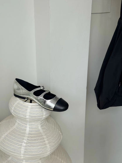 // 雙帶拼色深口Maryjane