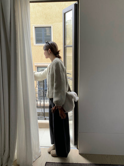 // 6%綿羊毛慵懶圓包扣CD(連單肩袋)