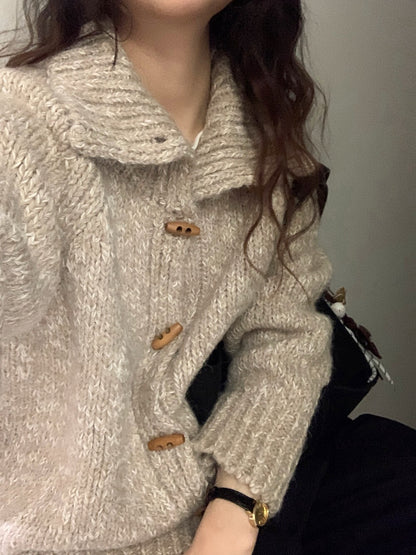 // 重工雜色線可立領牛角鈕CD