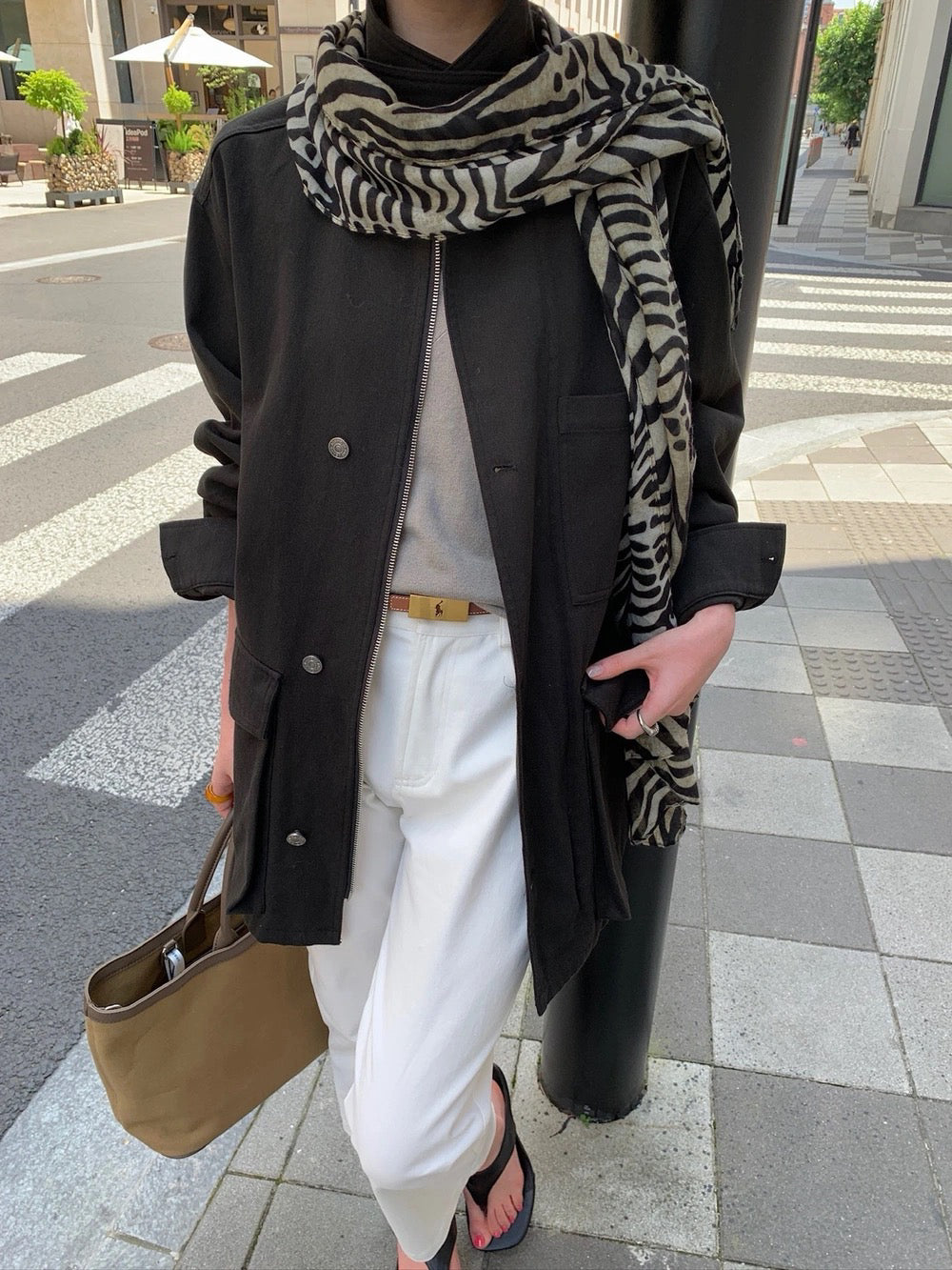 J10 / 超氣質可立領口袋中長trench coat