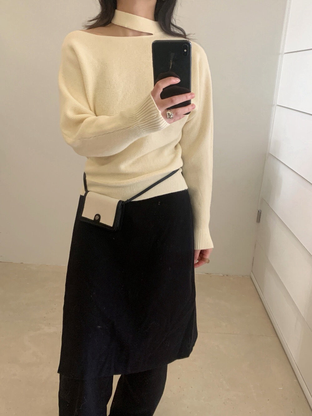 // 小性感斜肩掛頸窩夫紋NT